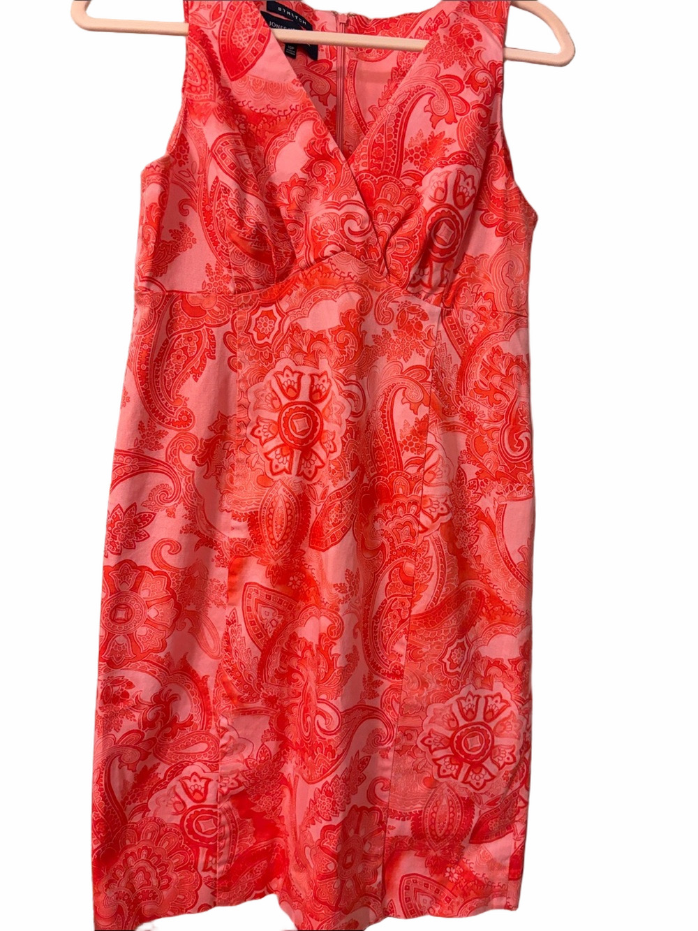 New York Company signature petite coral,pink red cotton sheathe dress 10 p.